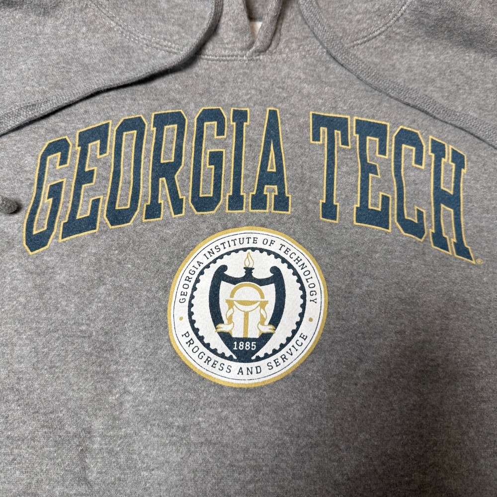 Collegiate Varsity Georgia Tech Hoodie Adult L Barnesmith Gray Yellow Jackets - Picture 2 of 6